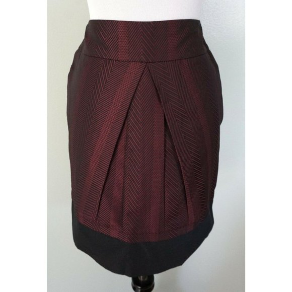 BCBG Max Azria Burgundy Red Pleated Party Skirt - Picture 1 of 6